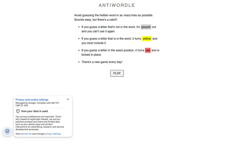 Antiwordle preview