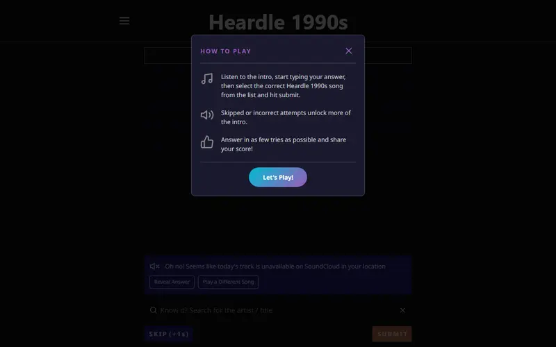 Heardle 1990's preview