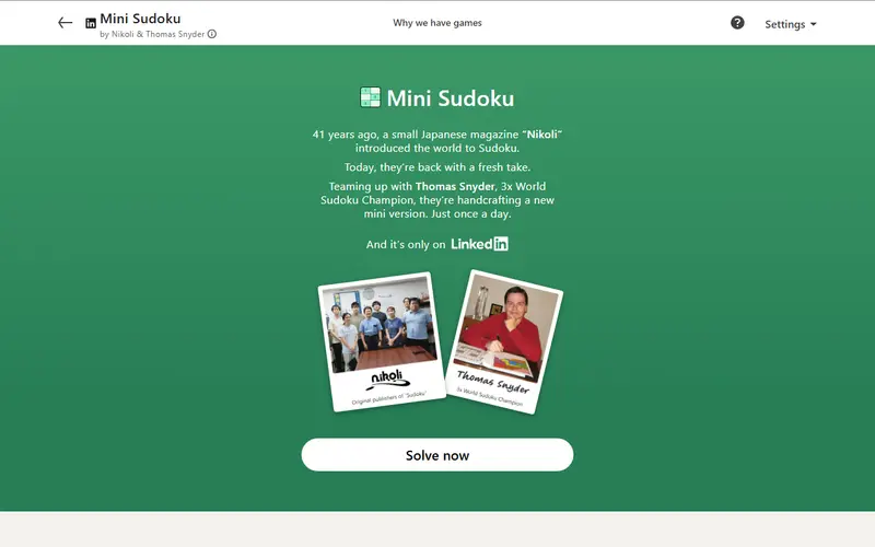LinkedIn - Mini Sudoku preview