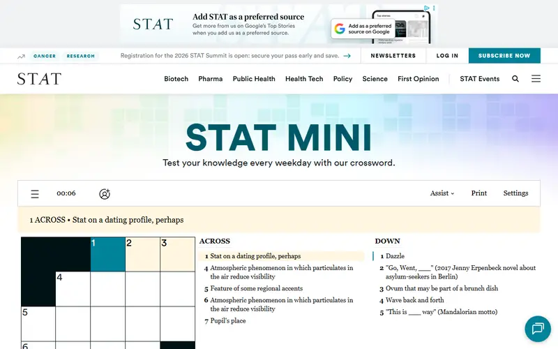 Stat Mini Crossword preview